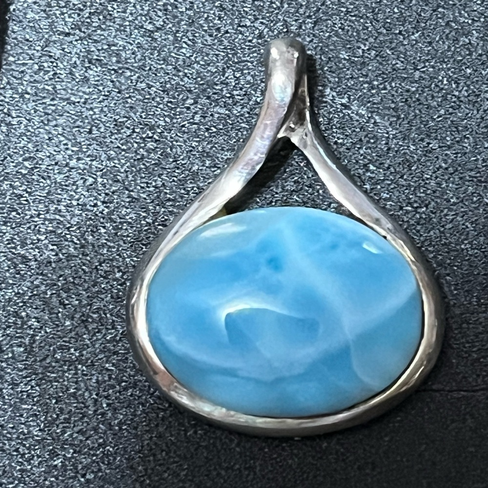 925 Silver and Larimar Teardrop Pendant Necklace